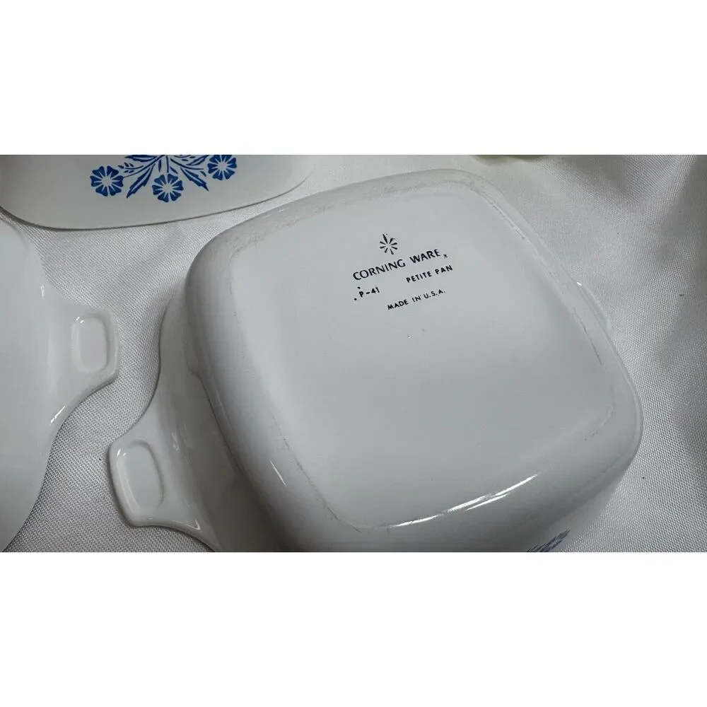 Corning Ware Vintage 4 Petite Pan Casserole Dishes Iconic Blue Cornflower Patter